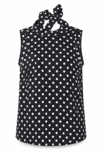 maria bellesy Womens Black Polka Dot  Basic Blouse One Size