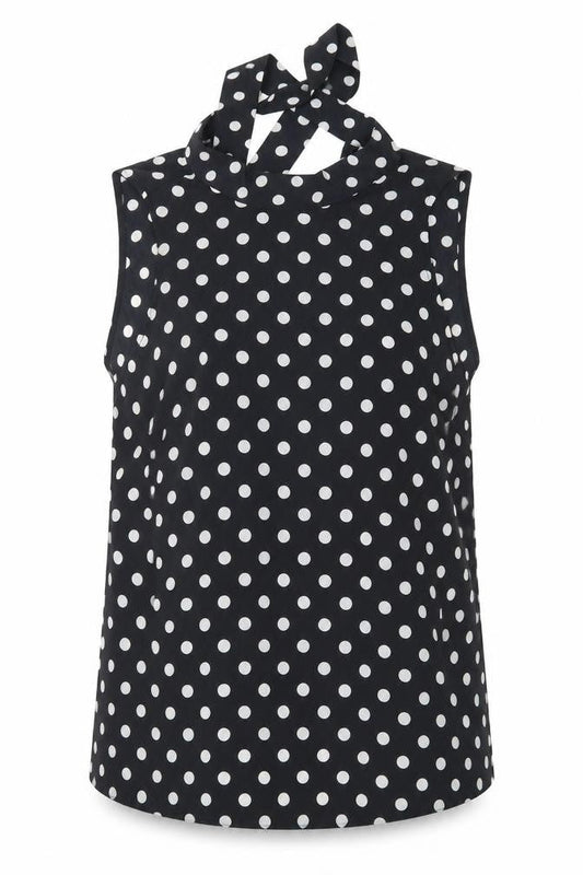 maria bellesy Womens Black Polka Dot  Basic Blouse One Size