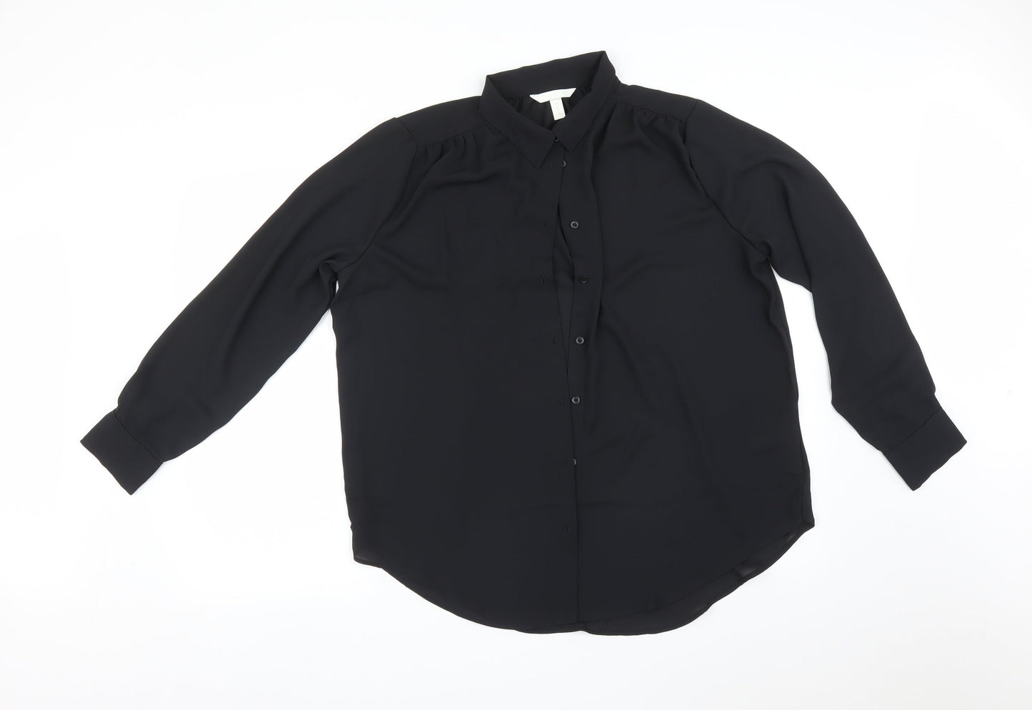 H&M Womens Black   Basic Button-Up Size M