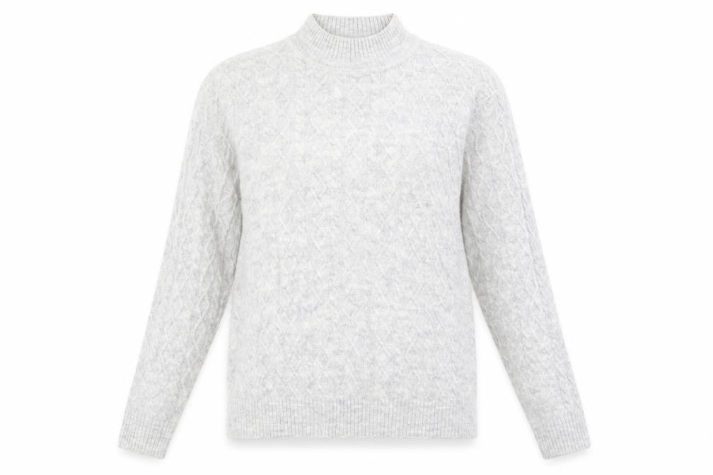 ISLE Womens Grey Argyle/Diamond  Pullover Jumper Size S