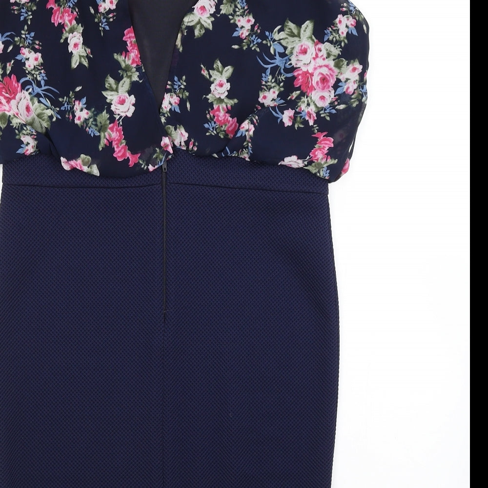 TFNC Womens Blue Floral  Pencil Dress  Size L