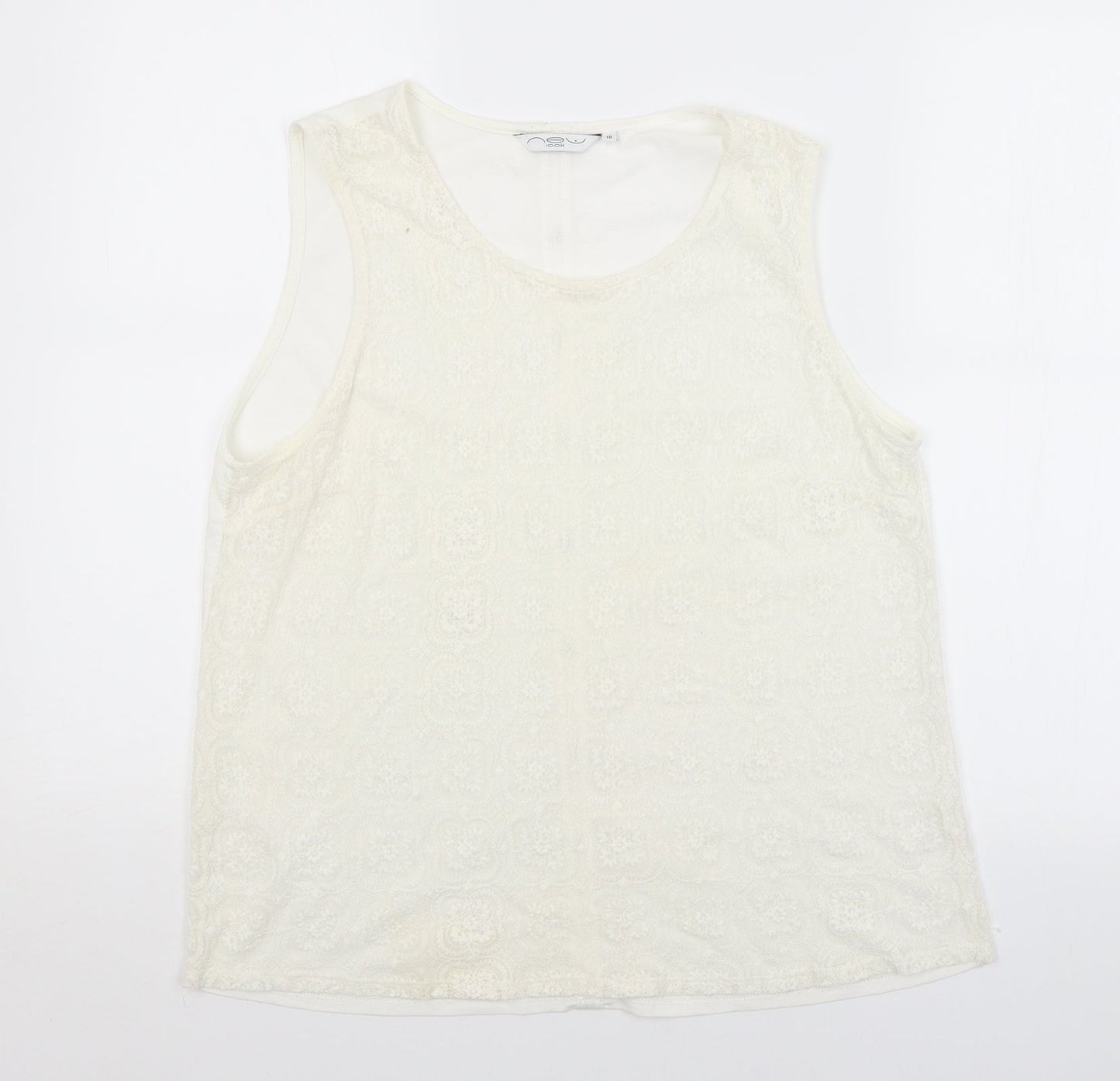 New Look Womens White Argyle/Diamond  Basic Blouse Size 16