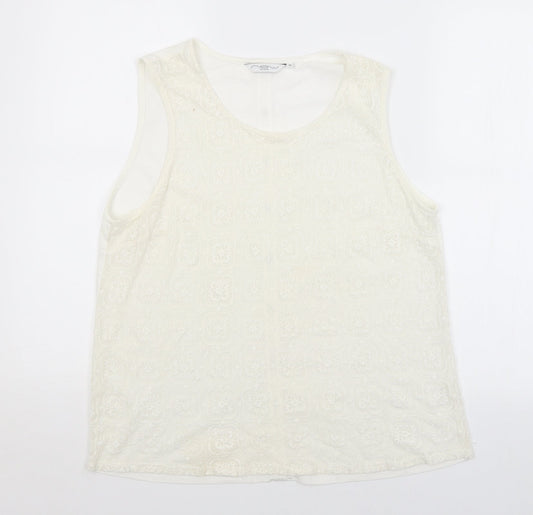 New Look Womens White Argyle/Diamond  Basic Blouse Size 16
