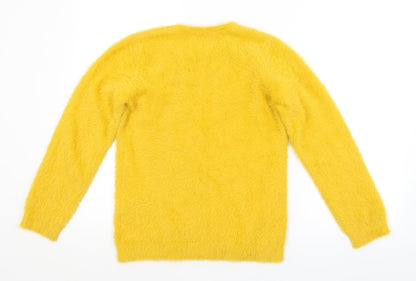 Preloved Preworn Girls Yellow   Pullover Jumper - Back