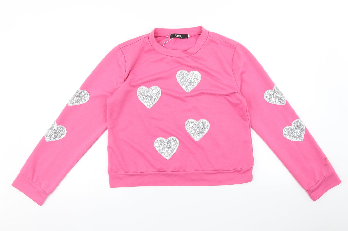 CBR Womens Pink   Pullover Jumper Size L  - Heart print