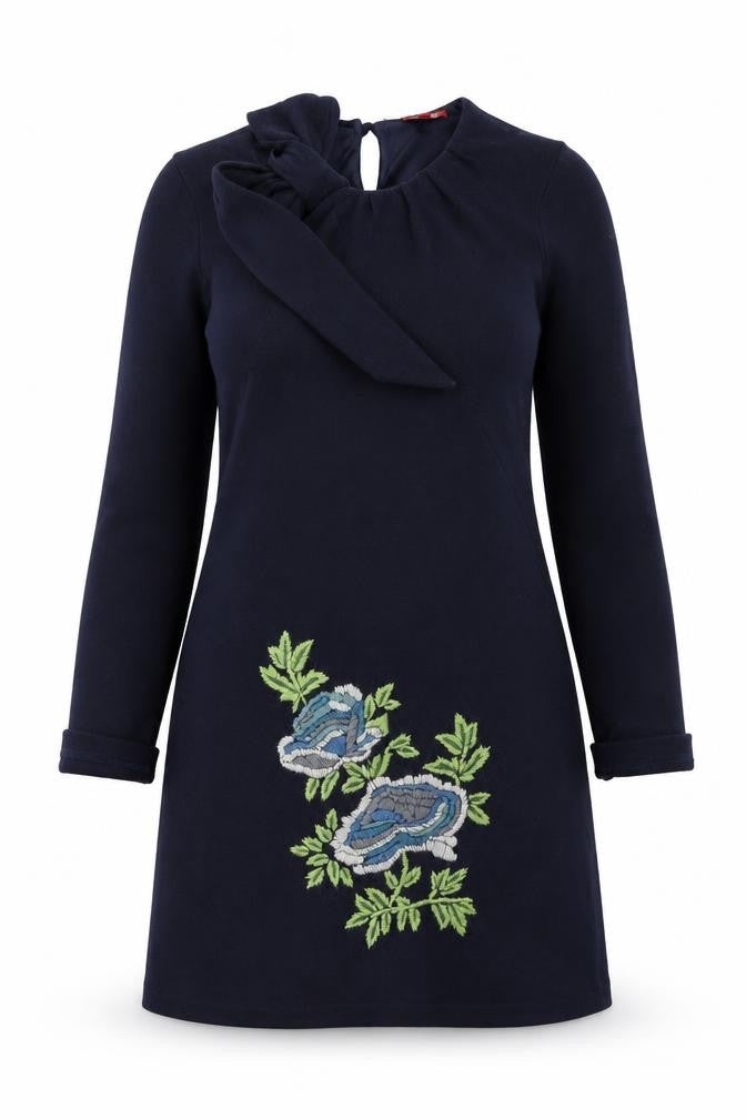 Derby Womens Blue Floral  A-Line  Size S