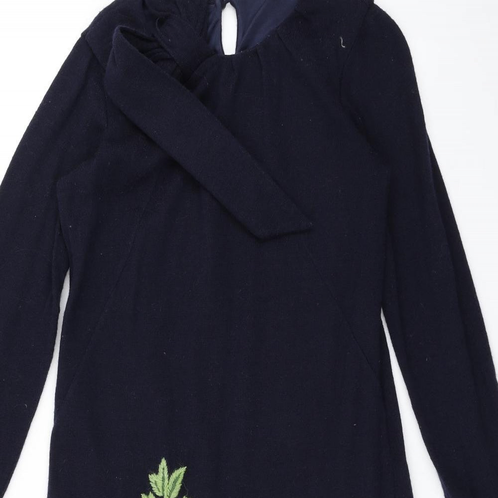 Derby Womens Blue Floral  A-Line  Size S