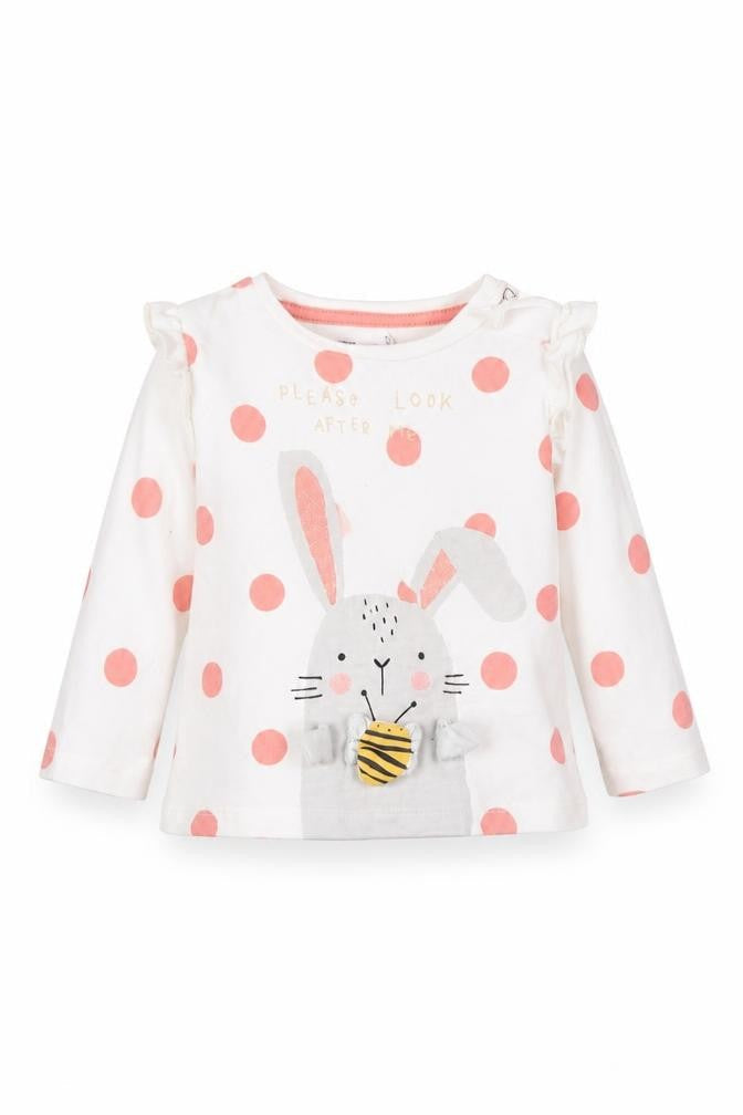 F&F Baby White Polka Dot  Basic T-Shirt Size 3-6 Months