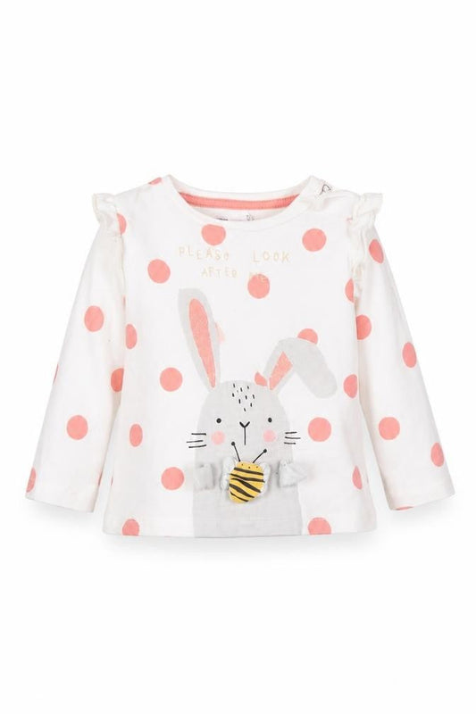 F&F Baby White Polka Dot  Basic T-Shirt Size 3-6 Months
