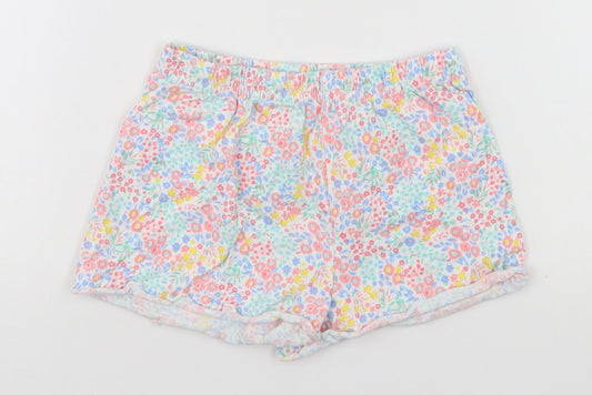 John Lewis Girls White Floral  Dungaree Shorts Shorts Size 4 Years