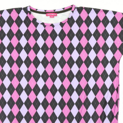Urban Threads Womens Pink Argyle/Diamond  Basic T-Shirt Size 12