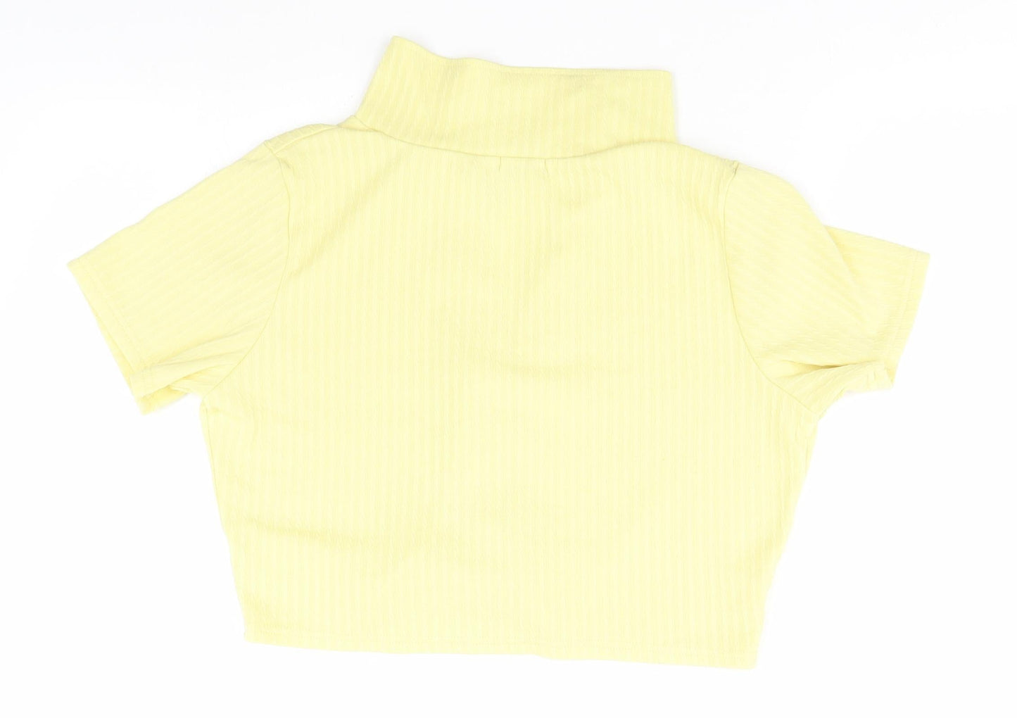 Boohoo Womens Yellow Striped  Basic Button-Up Size 16