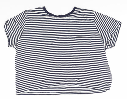 H&M Womens White Striped  Basic T-Shirt Size M