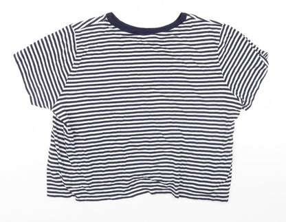 H&M Womens White Striped  Basic T-Shirt Size M