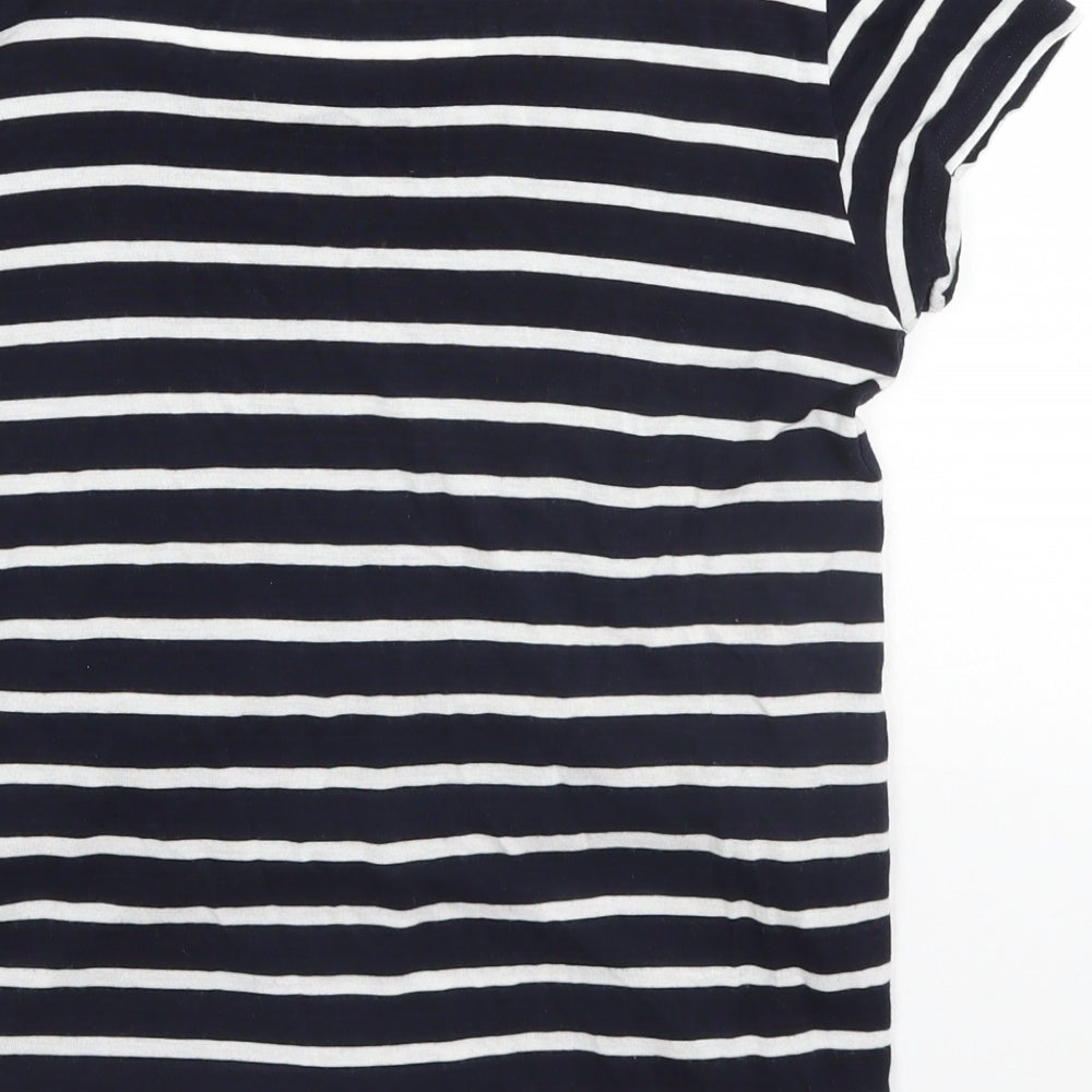 H&M Womens Blue Striped  Basic T-Shirt Size 10