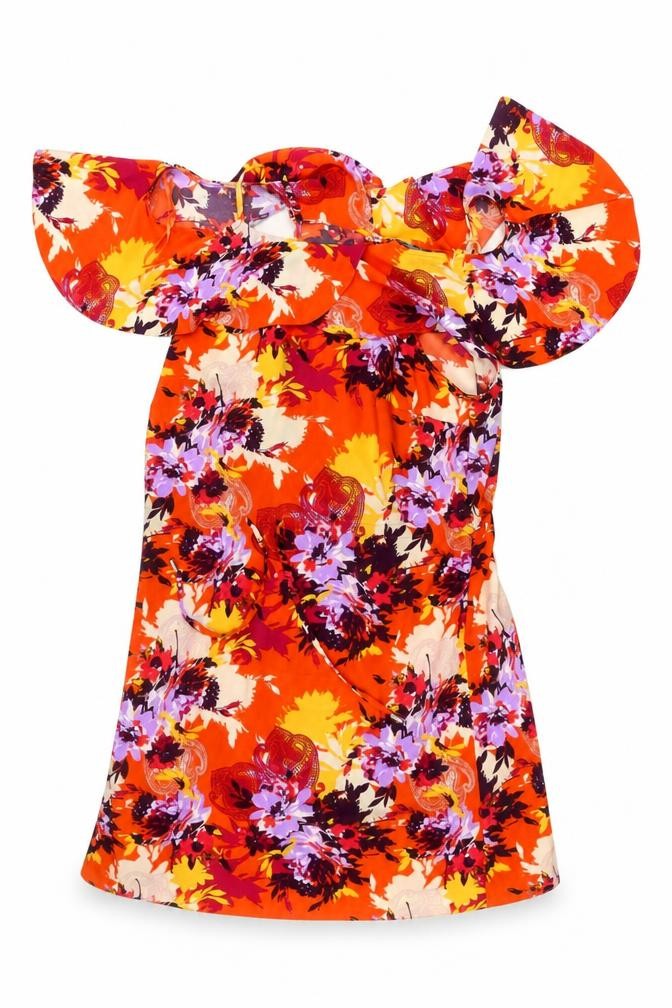 George Womens Orange Floral  Basic Blouse Size 12