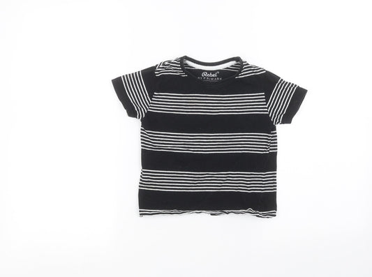 Primark Boys Black Striped  Basic T-Shirt Size 3-4 Years