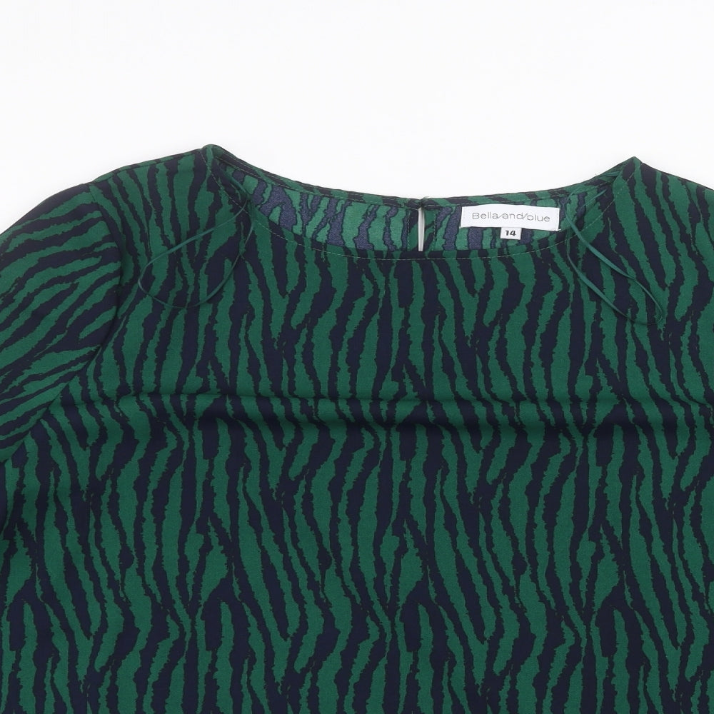 Bella and Blue Womens Grey Animal Print  Basic Blouse Size 14