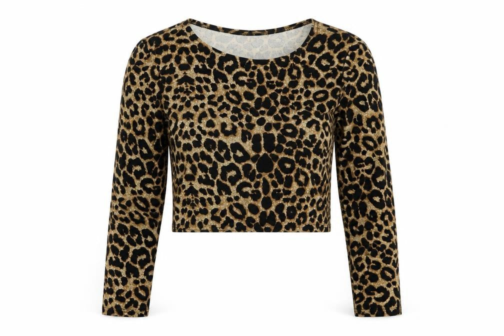Buzy Womens Brown Animal Print  Basic T-Shirt Size S