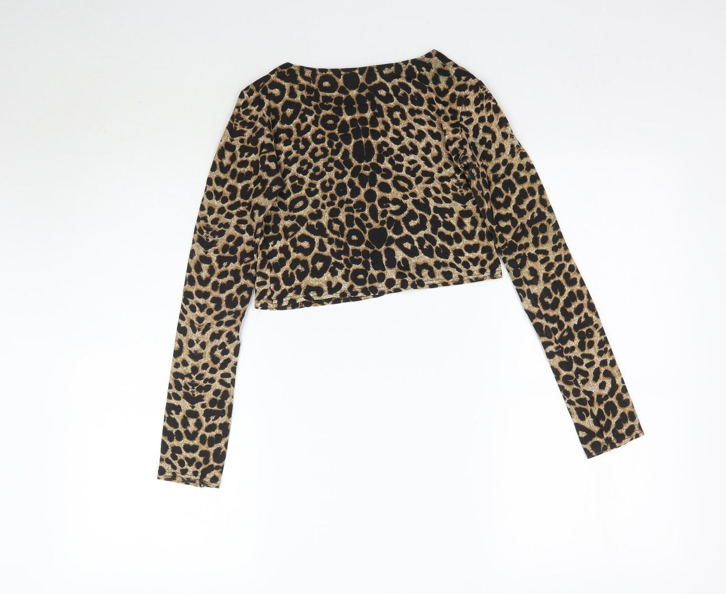 Buzy Womens Brown Animal Print  Basic T-Shirt Size S