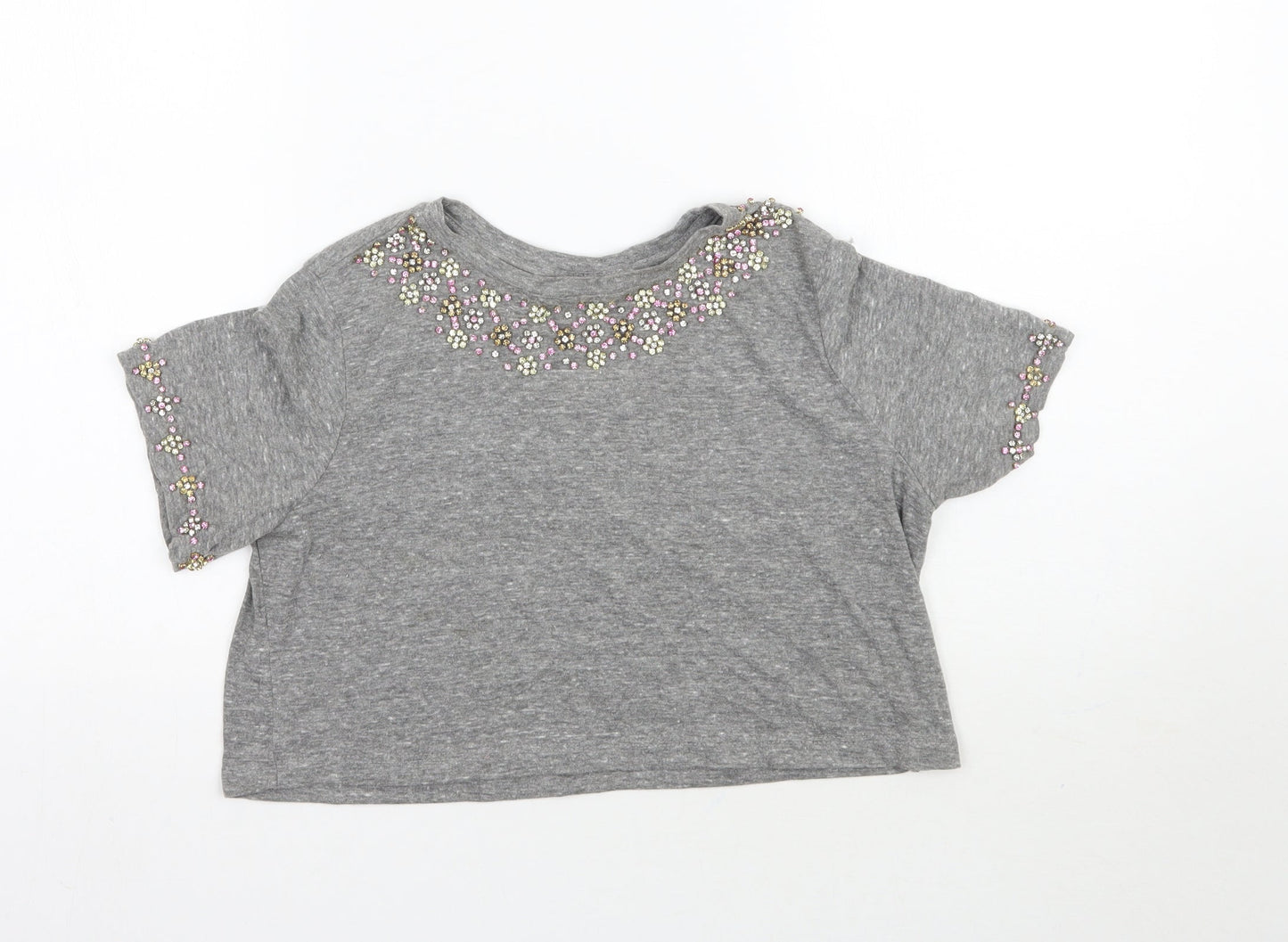 Topshop Womens Grey   Cropped T-Shirt Size 4