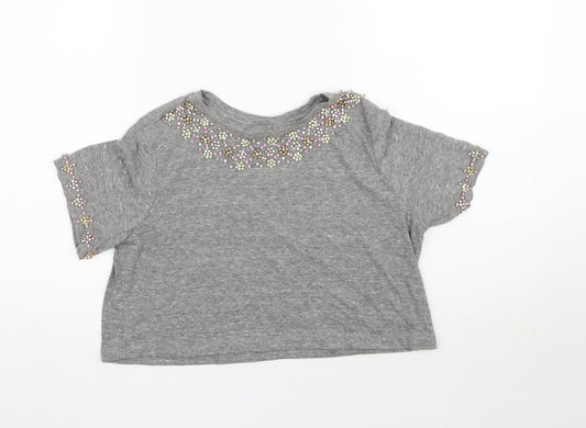 Topshop Womens Grey   Cropped T-Shirt Size 4