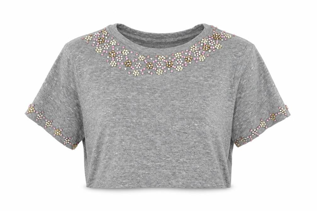 Topshop Womens Grey   Cropped T-Shirt Size 4