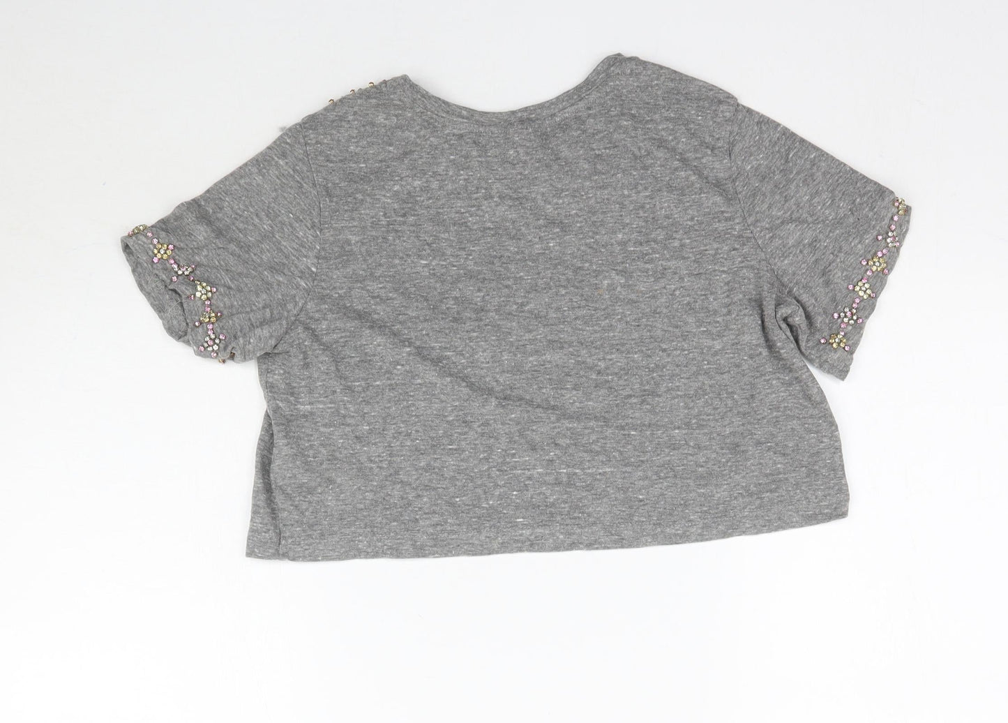 Topshop Womens Grey   Cropped T-Shirt Size 4