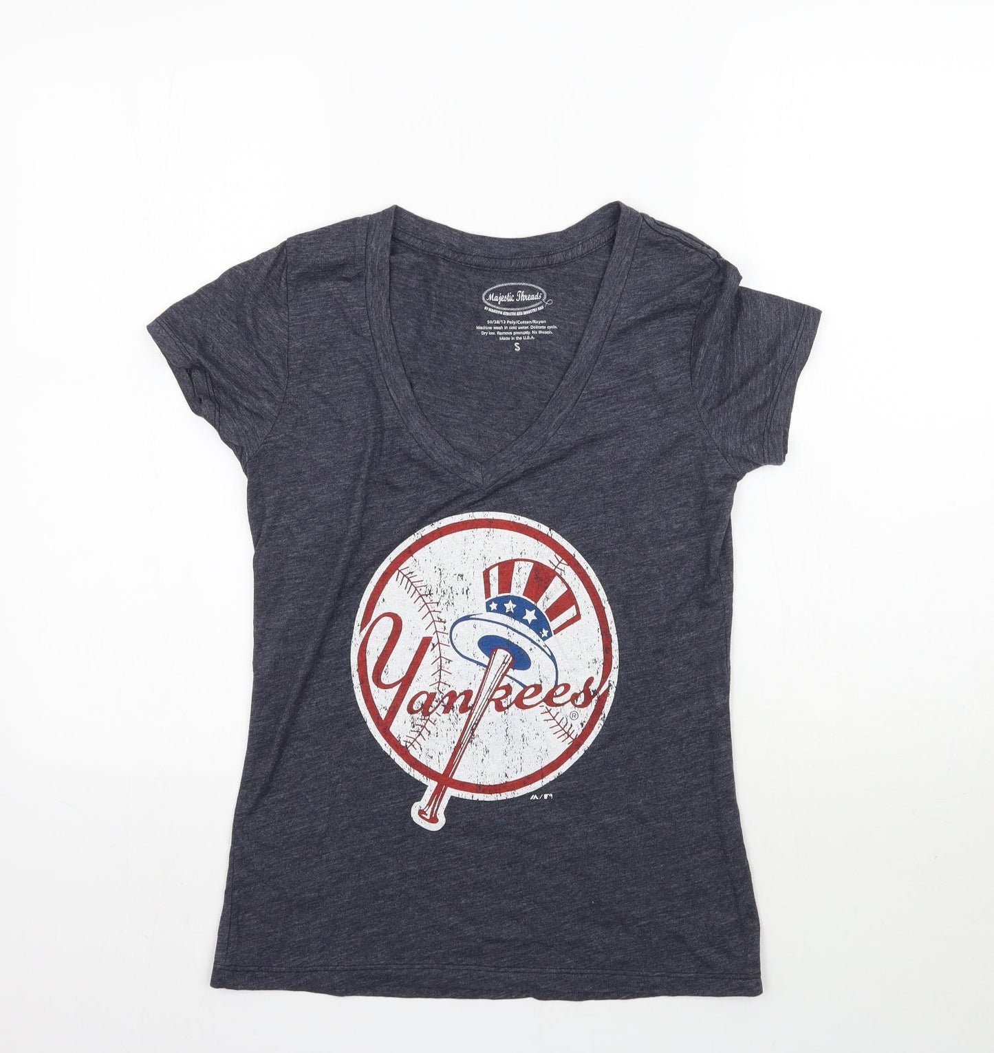 Magestic Threads Womens Blue   Basic T-Shirt Size S  - Yankees