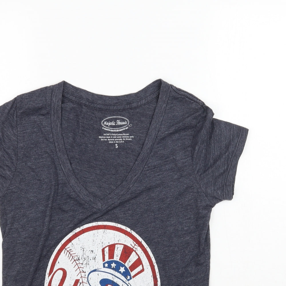 Magestic Threads Womens Blue   Basic T-Shirt Size S  - Yankees