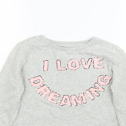H&M Girls Grey   Pullover Sweatshirt Size 9-10 Years  - I love dreaming
