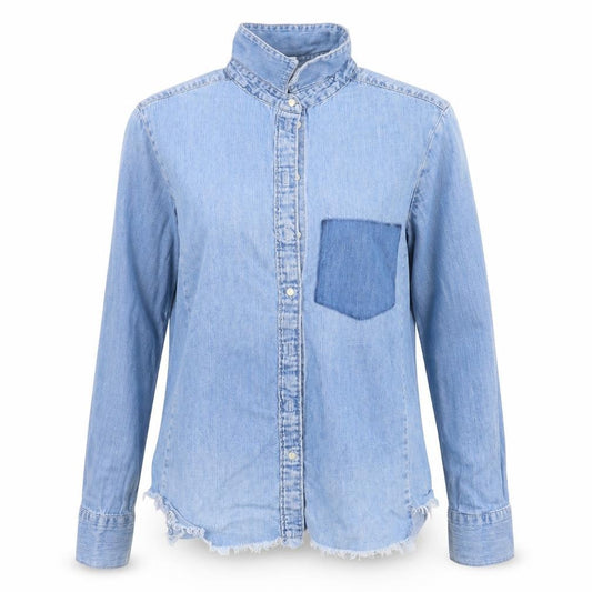 H&M Womens Blue  Denim Basic Button-Up Size 6