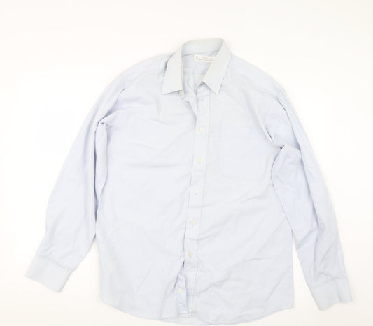 Marks and Spencer Mens Blue    Button-Up Size 15.5