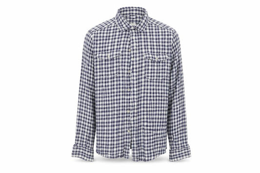 George Mens Blue Check   Button-Up Size M
