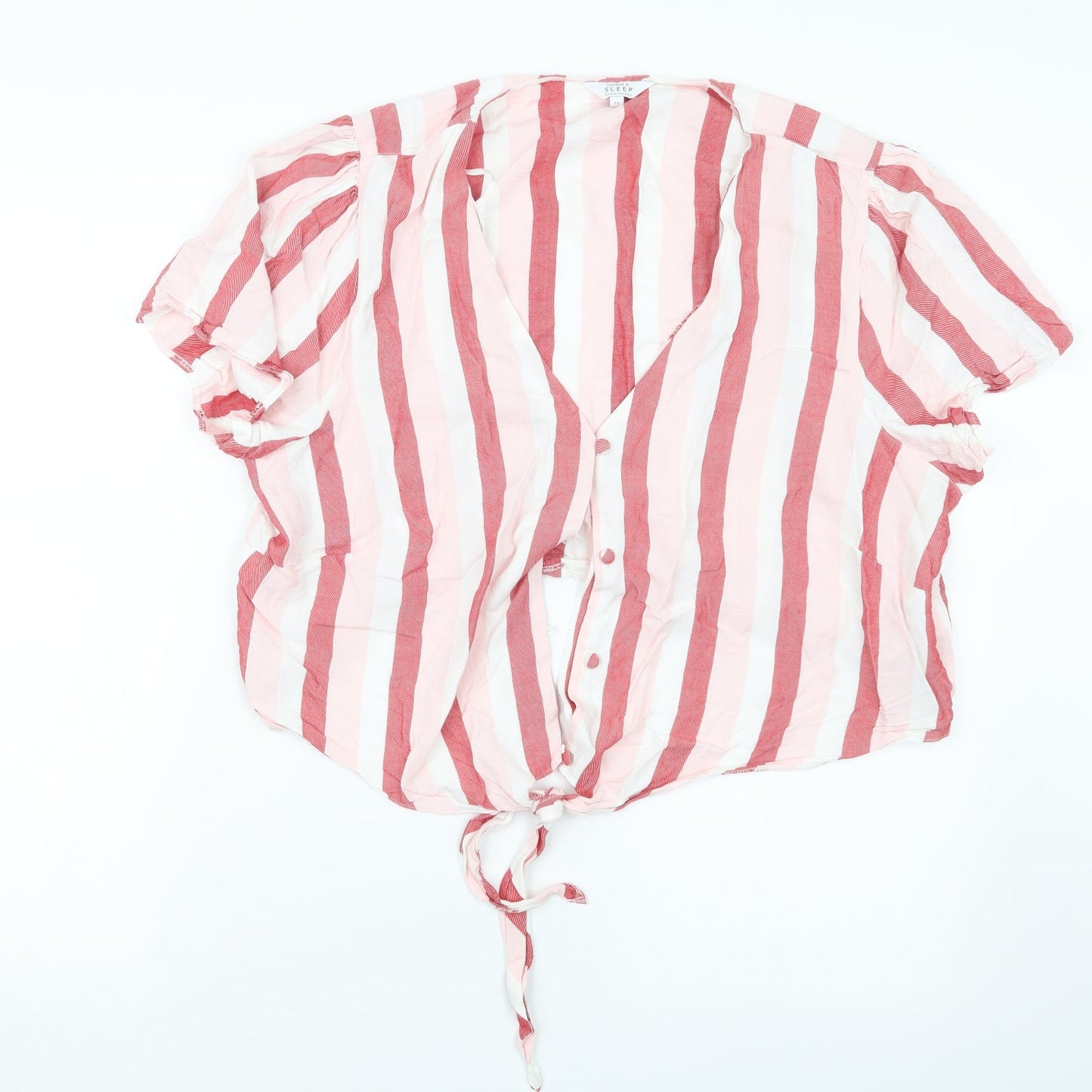 Debenhams Womens Pink Striped  Basic Button-Up Size 18