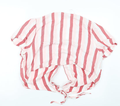 Preloved Debenhams Womens Pink Striped  Basic Button-Up Size 18 - Back