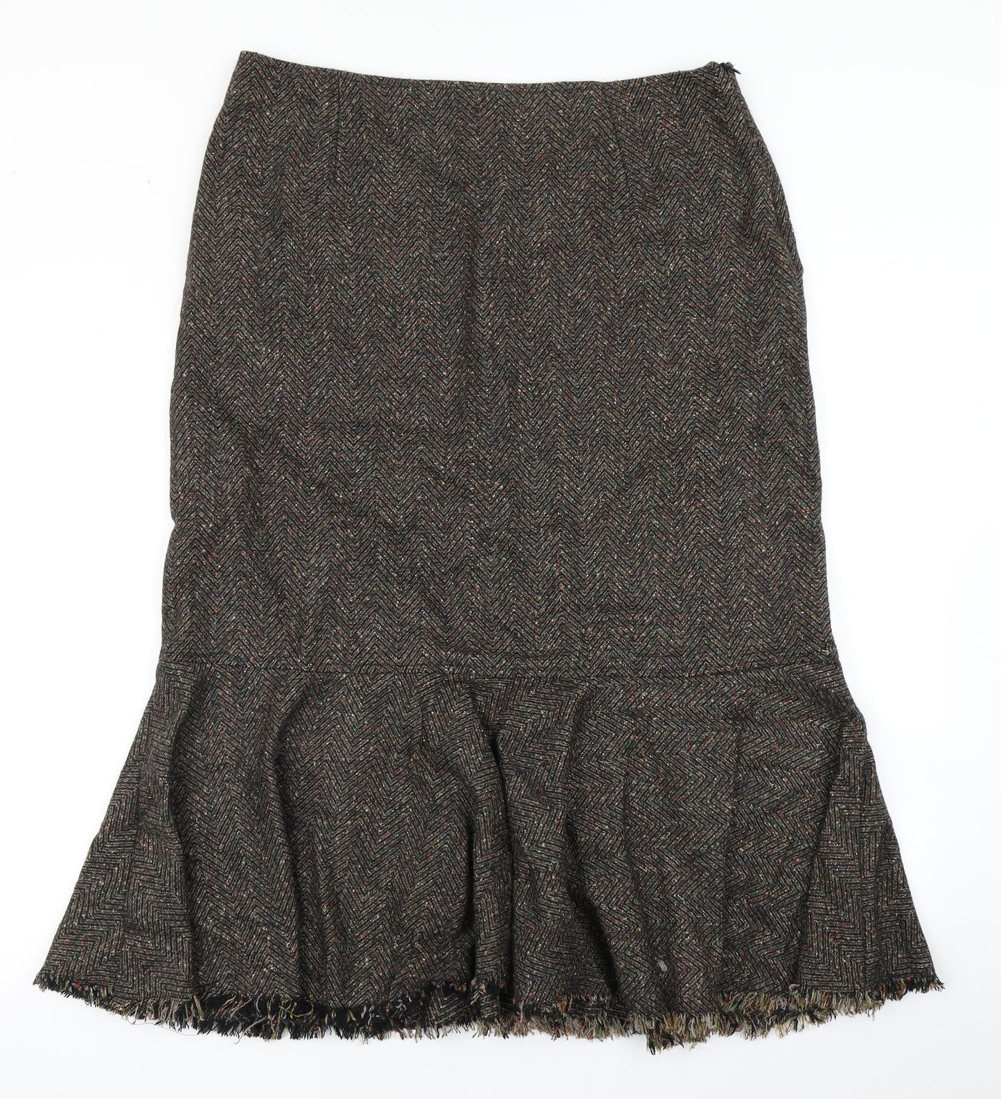 Adini Womens Brown Herringbone  Straight & Pencil Skirt Size L