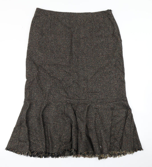 Adini Womens Brown Herringbone  Straight & Pencil Skirt Size L