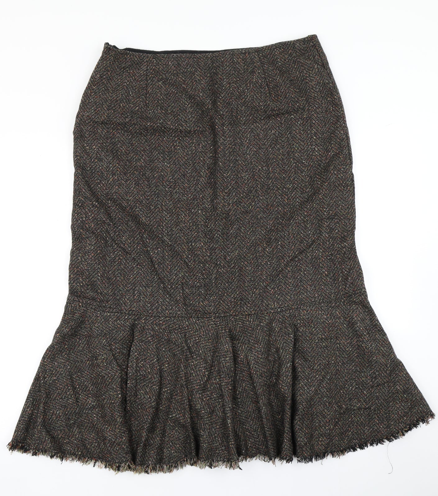 Adini Womens Brown Herringbone  Straight & Pencil Skirt Size L