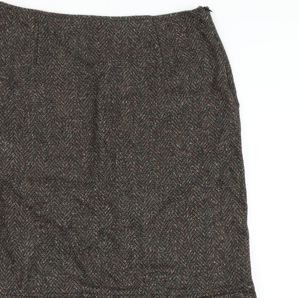 Adini Womens Brown Herringbone  Straight & Pencil Skirt Size L