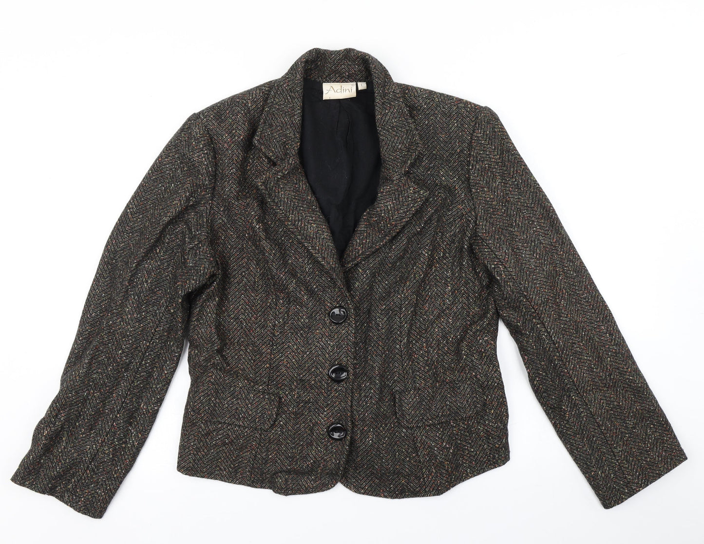 Adini Womens Brown Herringbone  Jacket Blazer Size L