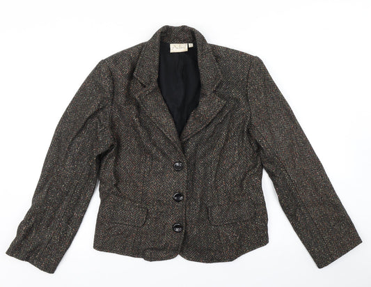 Adini Womens Brown Herringbone  Jacket Blazer Size L