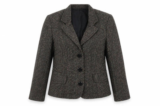Adini Womens Brown Herringbone  Jacket Blazer Size L