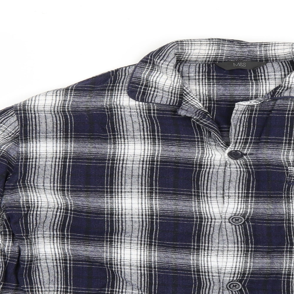 Marks and Spencer Mens Blue Check   Button-Up Size M