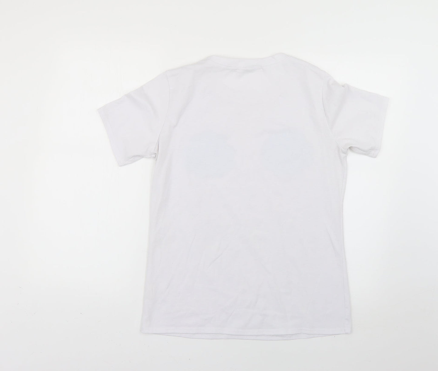 fearless clothing Womens White Geometric  Basic T-Shirt Size 14