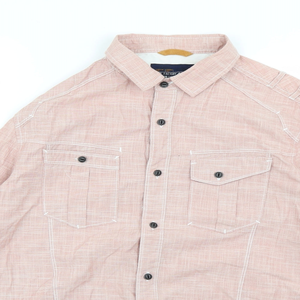 f.f.p factory Mens Pink Check   Button-Up Size M