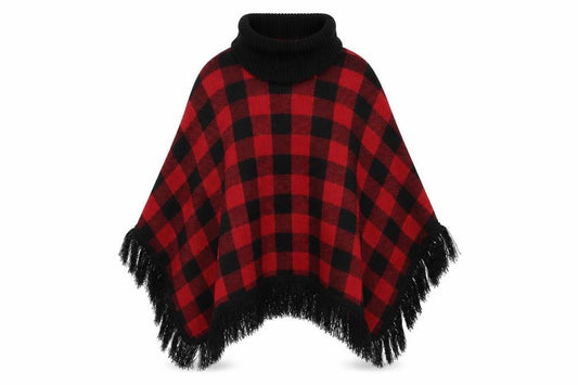 Preworn Womens Red Check Knit Pullover Jumper One Size