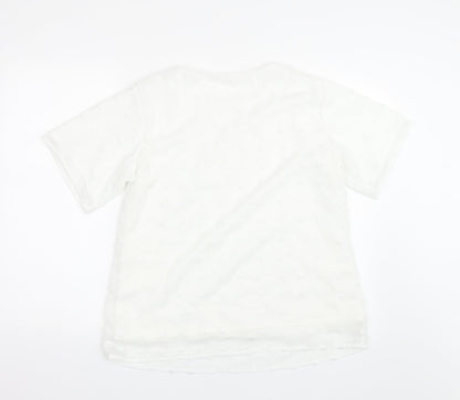 Bloomin Jelly Womens White Polka Dot  Basic T-Shirt Size M