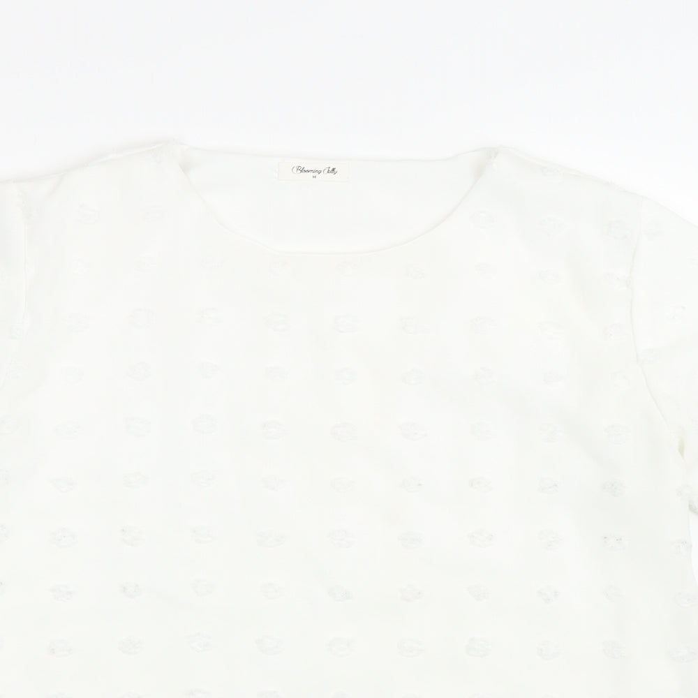 Bloomin Jelly Womens White Polka Dot  Basic T-Shirt Size M