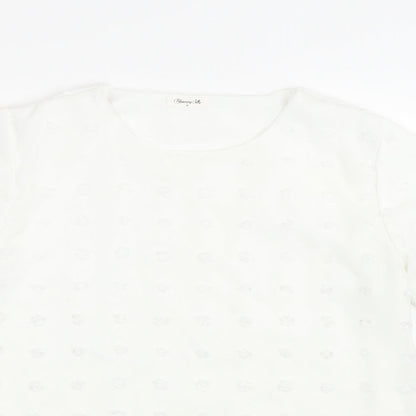 Bloomin Jelly Womens White Polka Dot  Basic T-Shirt Size M